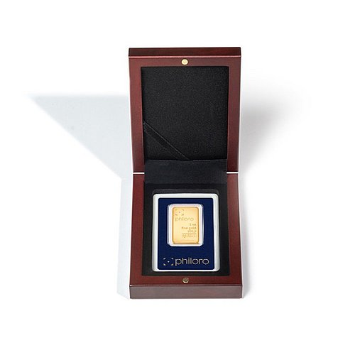 Etui für Goldbarren in Blisterkarte offen