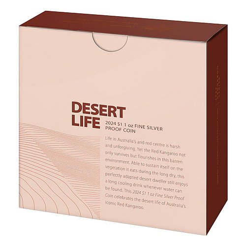 Original Münzetui des Silber Känguru - Desert Life 1 oz PP - RAM