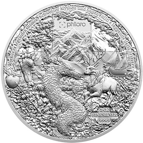 Back view of the Silver Swiss Myths and Legends – William Tell 2 oz – High Relief 2025