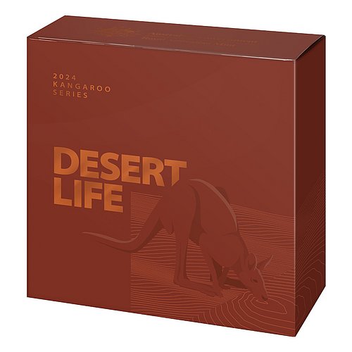 Original Münzetui des Silber Känguru - Desert Life 1 oz PP - RAM