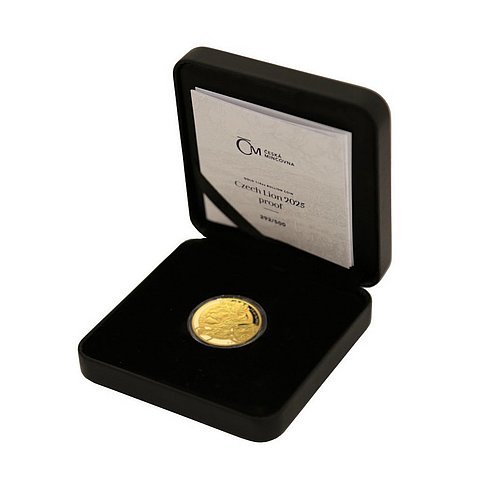 Original Münzetui des Gold Tschechischer Löwe 1/4 oz - PP - 2025 (inkl. Etui und COA)