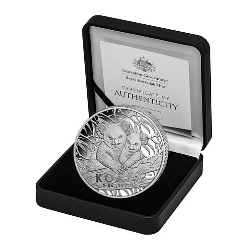 Original Münzetui des Silber Koala 1 oz PP - High Relief - RAM 2025