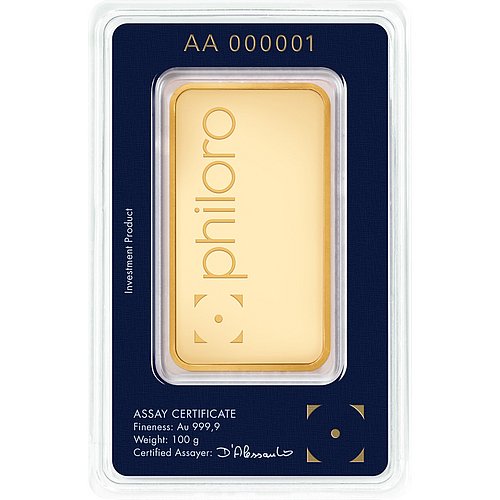 Il retro del Lingotto d’oro 100 g philoro
