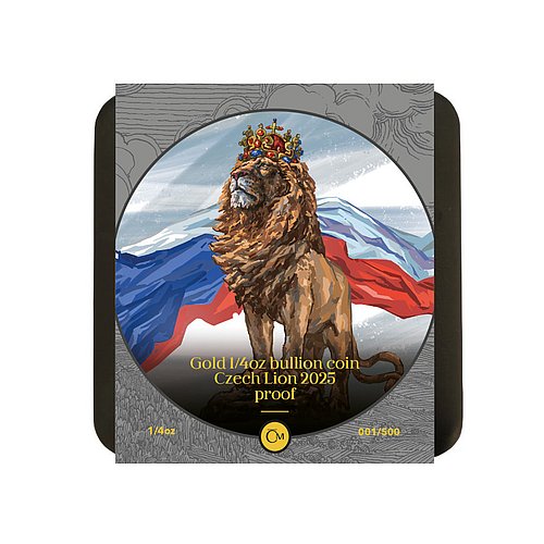 Original Münzetui des Gold Tschechischer Löwe 1/4 oz - PP - 2025 (inkl. Etui und COA)