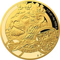 Vorderseite der Gold Tschechischer Löwe 1/4 oz - PP - 2025 (inkl. Etui und COA)