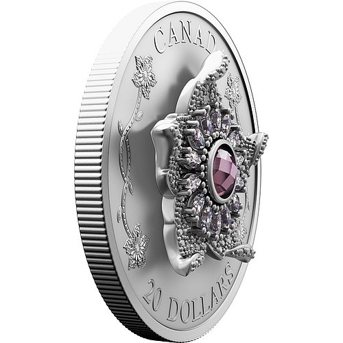 seitliche Ansicht der Silber 'Williamson-Diamantbrosche' 1 oz - Matte Proof 2025