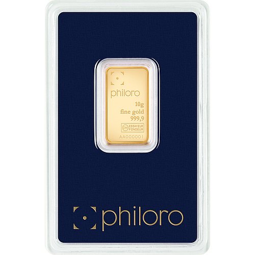 La parte anteriore del Lingotto d’oro 10 g philoro