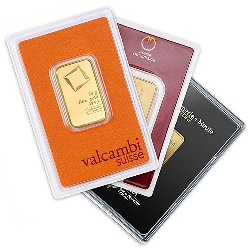 Esempio di Lingotti d’oro 20 g - produttore certificato LBMA