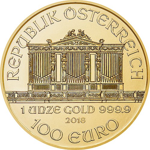 Rückseite der Gold Philharmoniker 1 oz